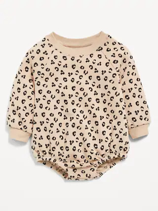 Printed Long-Sleeve Fleece One-Piece Romper for Baby | Old Navy (US)