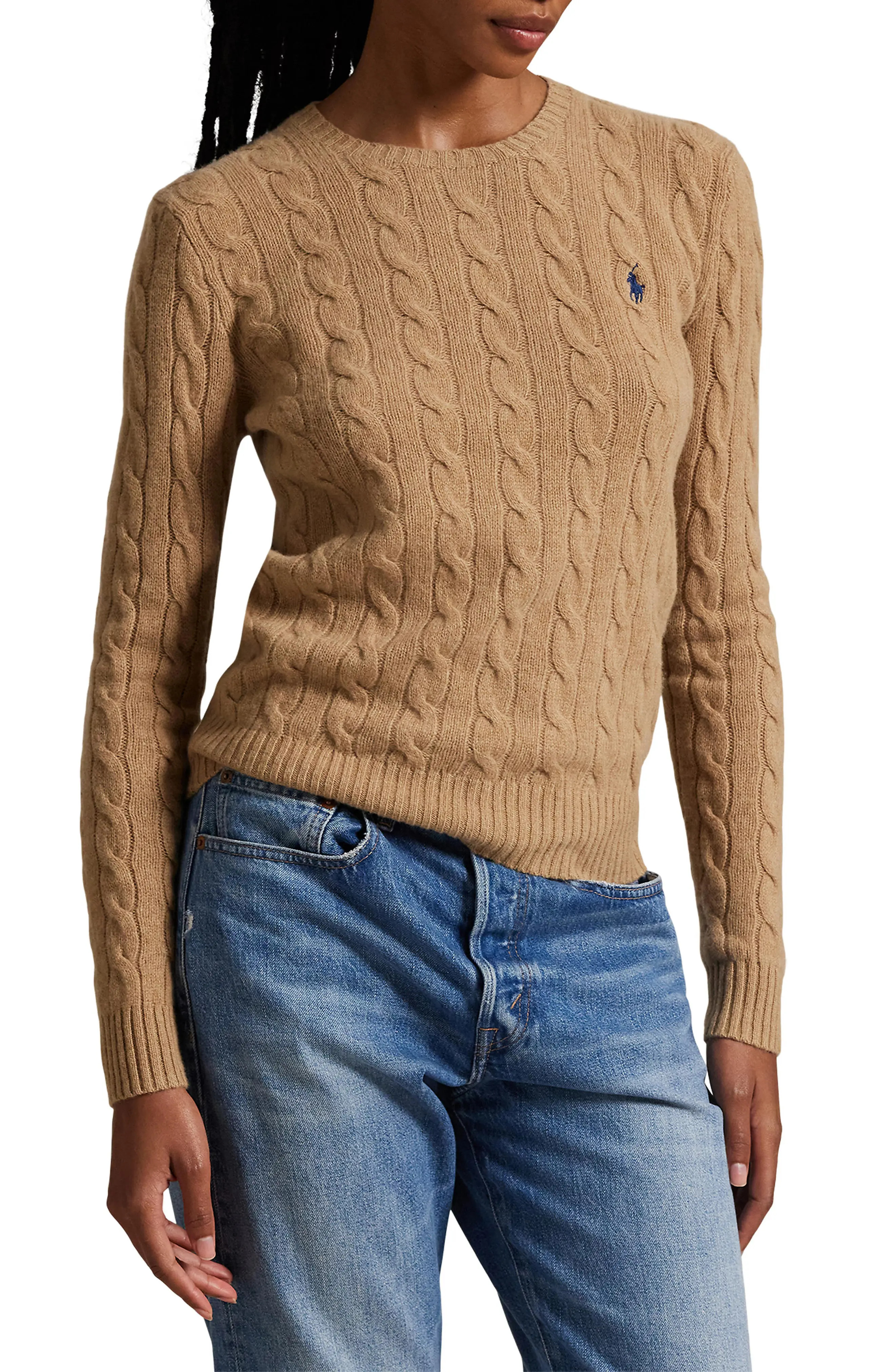Polo Ralph Lauren Cable Knit Wool & Cashmere Sweater (Women) | Nordstrom | Nordstrom