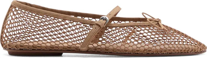 MANGO Buckle Strap Fishnet Ballet Flat (Women) | Nordstrom | Nordstrom
