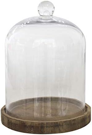 Stonebriar 8 Inch Clear Glass Dome Cloche with Rustic Wooden Base, 8", Brown | Amazon (US)