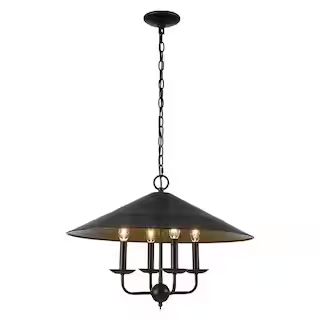 4-Light Black and Gold Chandelier Light Fixture with Metal Shade | The Home Depot