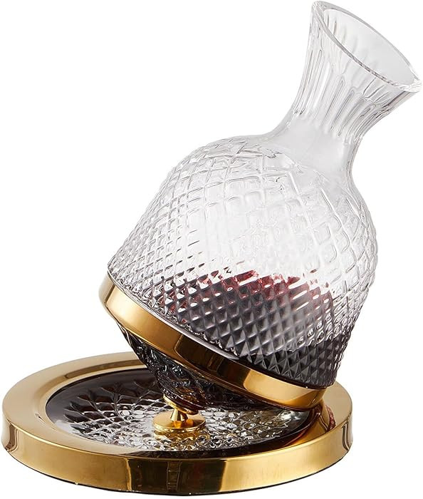 Red Wine Decanter, Spinning Wine Aerator, Thickened Crystal Glass Golden Base, 360 Rotation, Rapi... | Amazon (US)