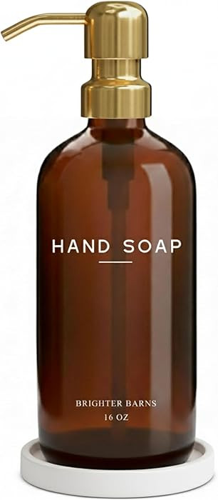 Luxury Glass Hand Soap Dispenser Bathroom Set by Brighter Barns - Refillable Liquid Hand Soap Dis... | Amazon (US)