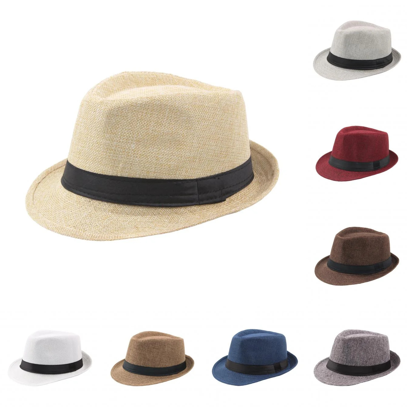 Limei Panama Straw Hats for Men Women Summer Beach Sun Hat Wide Brim Fedora Cap (Beige) | Walmart (US)