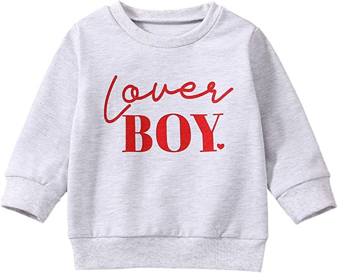 FIOMVA Baby Girl Boy Valentine's Day Outfits Love Print Long Sleeve Pullover Sweatshirt Overszied... | Amazon (US)