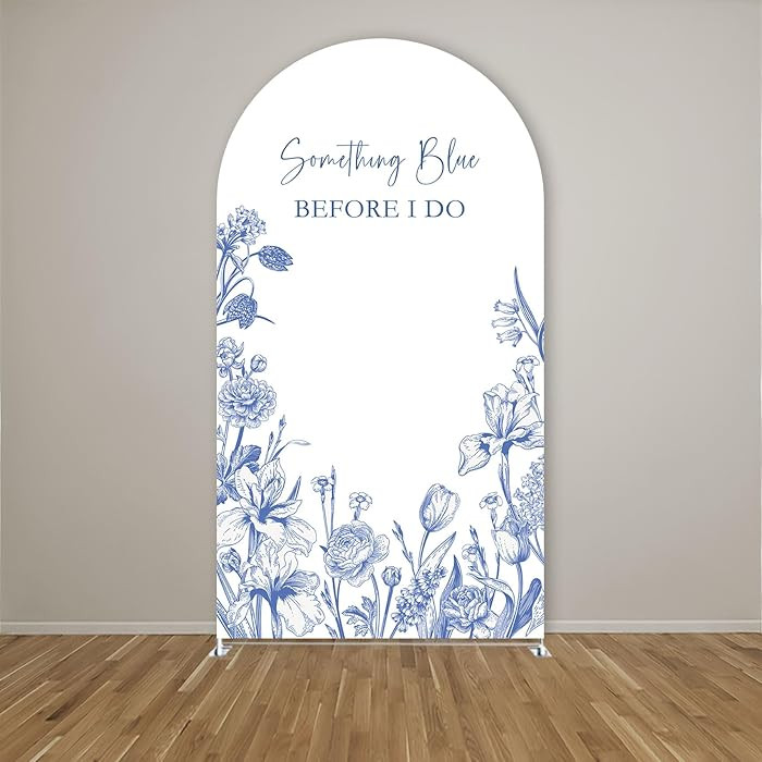 Something Blue Before I Do Arch Backdrop Cover Wedding Bridal Shower Bride to be Toile Party Arch... | Amazon (US)