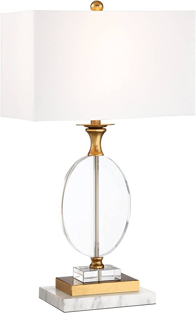 Vienna Full Spectrum Valerie Modern Table Lamp with White Marble Riser 28" Tall Clear Crystal Gla... | Amazon (US)