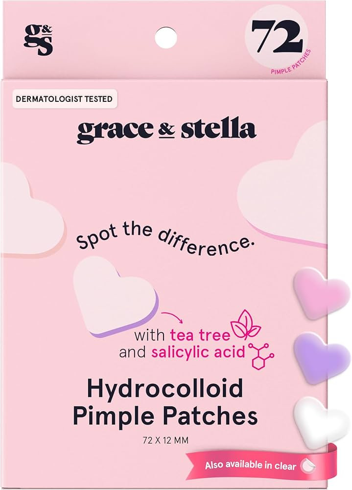 grace & stella Pimple Patches for Face- Heart Hydrocolloid Zit Stickers that Help Soothe & Concea... | Amazon (US)