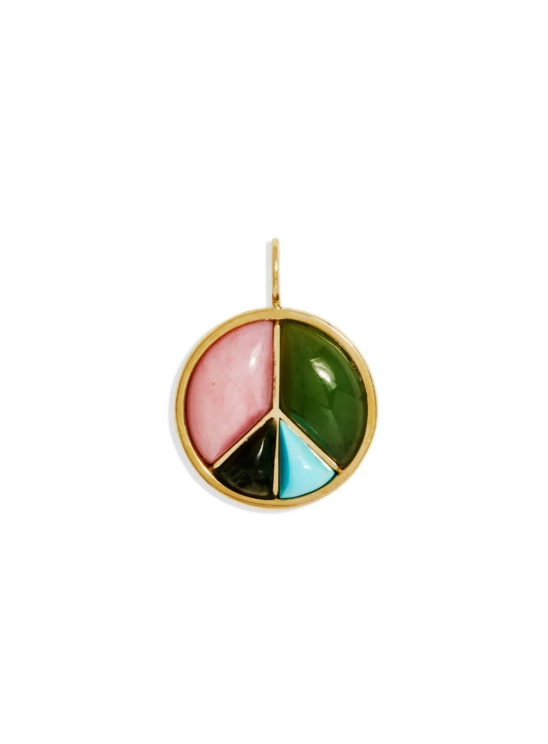 Pink Opal, Nephrite Jade, Turquoise, and Spotted Green Jasper Peace Charm | YLANG 23