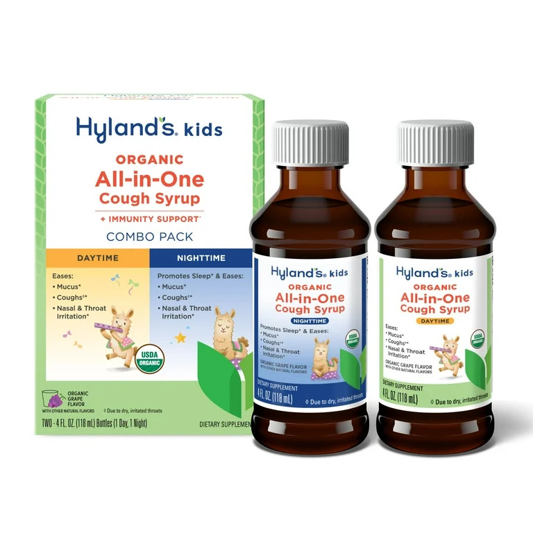 Hyland's Kids Organic All-in-One Cough Syrup, Ages 1-12, Day & Night Combo Pack, Grape, 8 fl oz | Walmart (US)