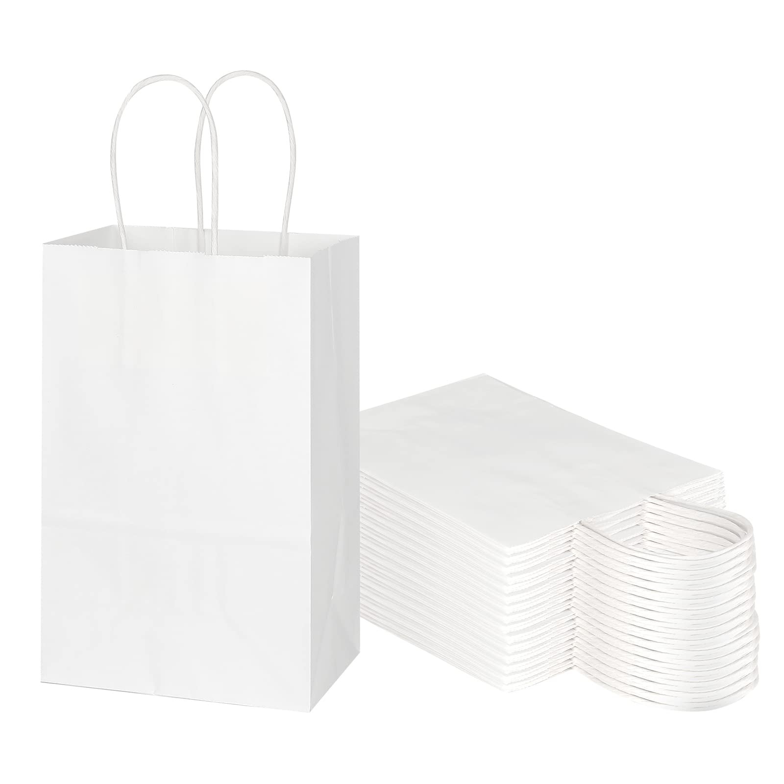 Toovip Paquete de 50 bolsas pequeñas de papel kraft blanco de 5.25 x 3.25 x 8.25 pulgadas con as... | Amazon (US)