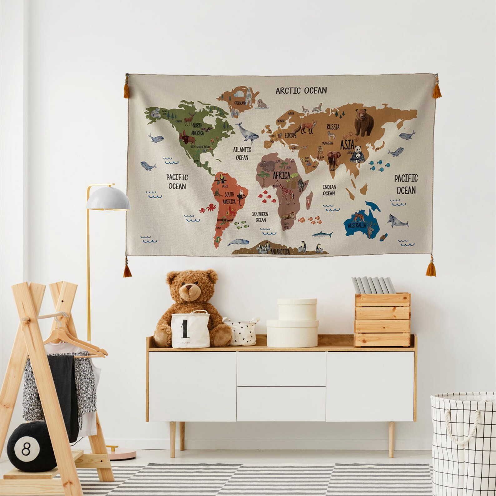 World Map Tapestry Organic Cotton Fabric Tapestry Kid Room - Etsy | Etsy (US)
