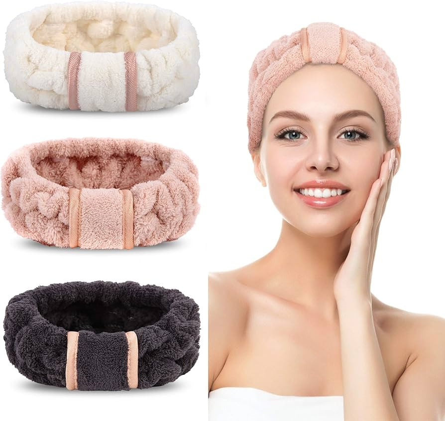 DOOBO 3 Pack Women's Spa Microfiber Skincare Headbands for Face Washing, Makeup Removal and More ... | Amazon (US)