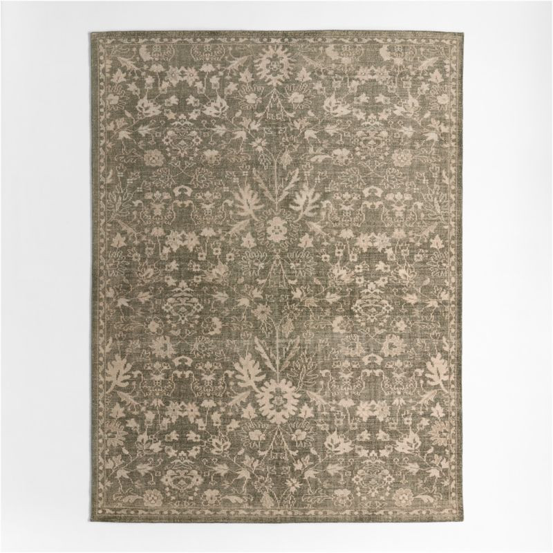Tavira Performance Traditional Green Handknotted Area Rug 6'x9' | Crate & Barrel