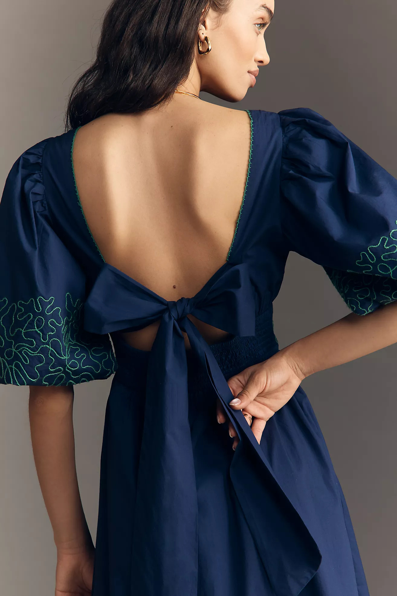 By Anthropologie Puff-Sleeve Midi Dress | Anthropologie (US)
