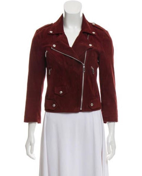 Rebecca Minkoff Suede Moto Jacket Red | The RealReal
