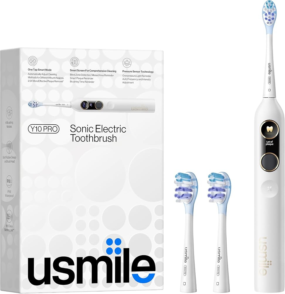 usmile Y10 PRO Rechargeable Electric Toothbrush with Smart Display, Missed Spot Detection, Pressu... | Amazon (US)
