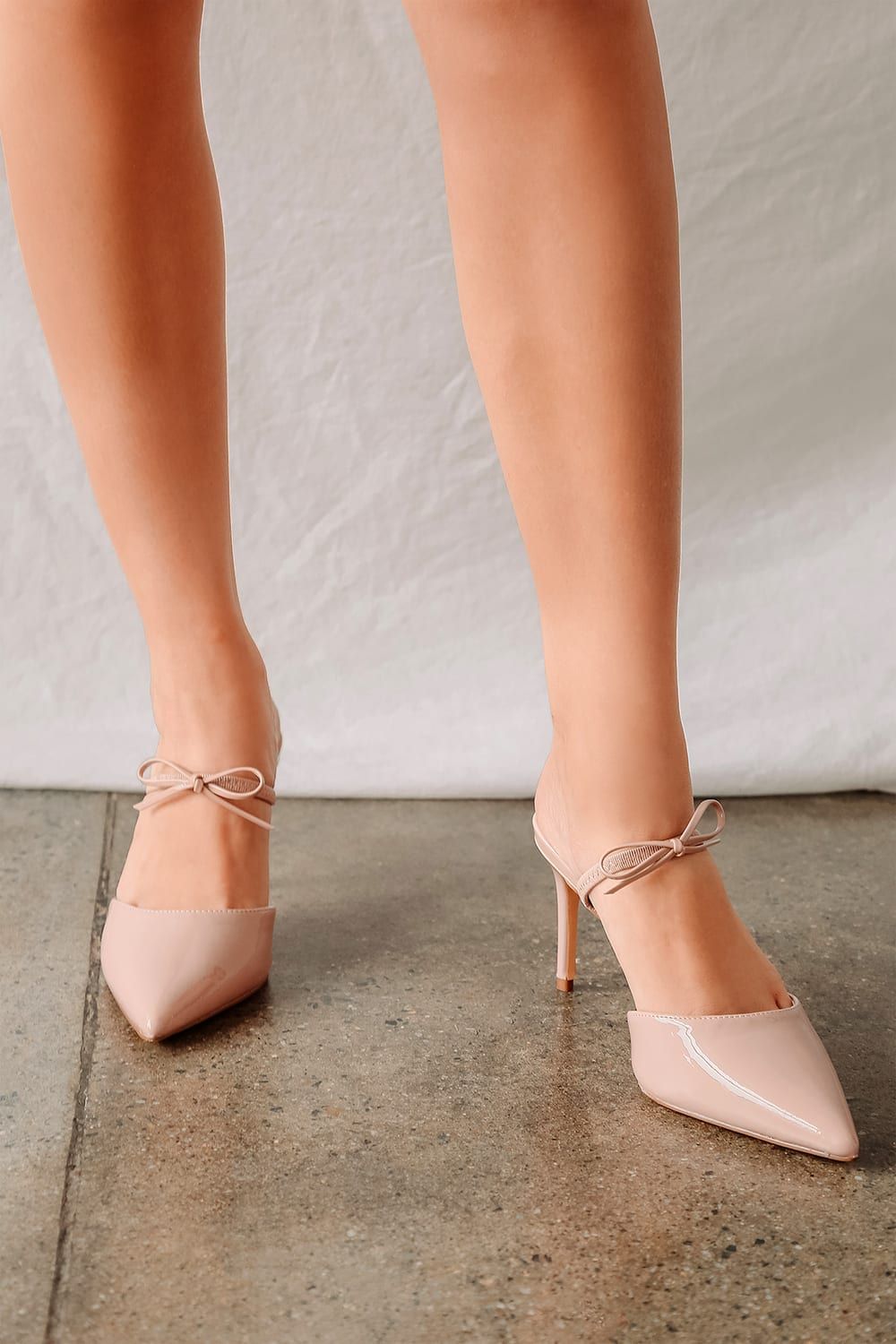 Sagaa Light Nude Patent Pointed-Toe Slingback Pumps | Lulus (US)