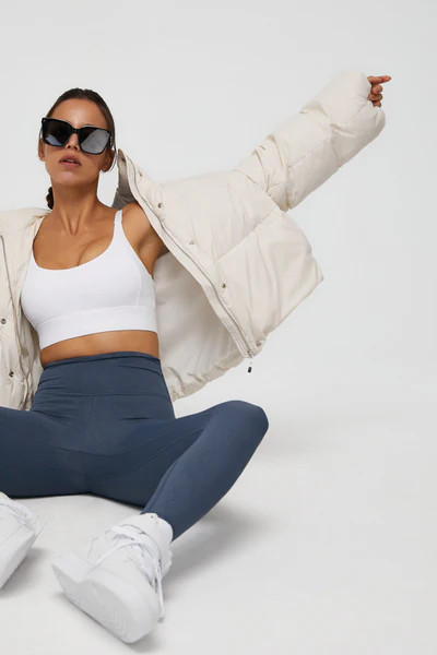 Cropped Ivory Puffer Jacket | J.ING
