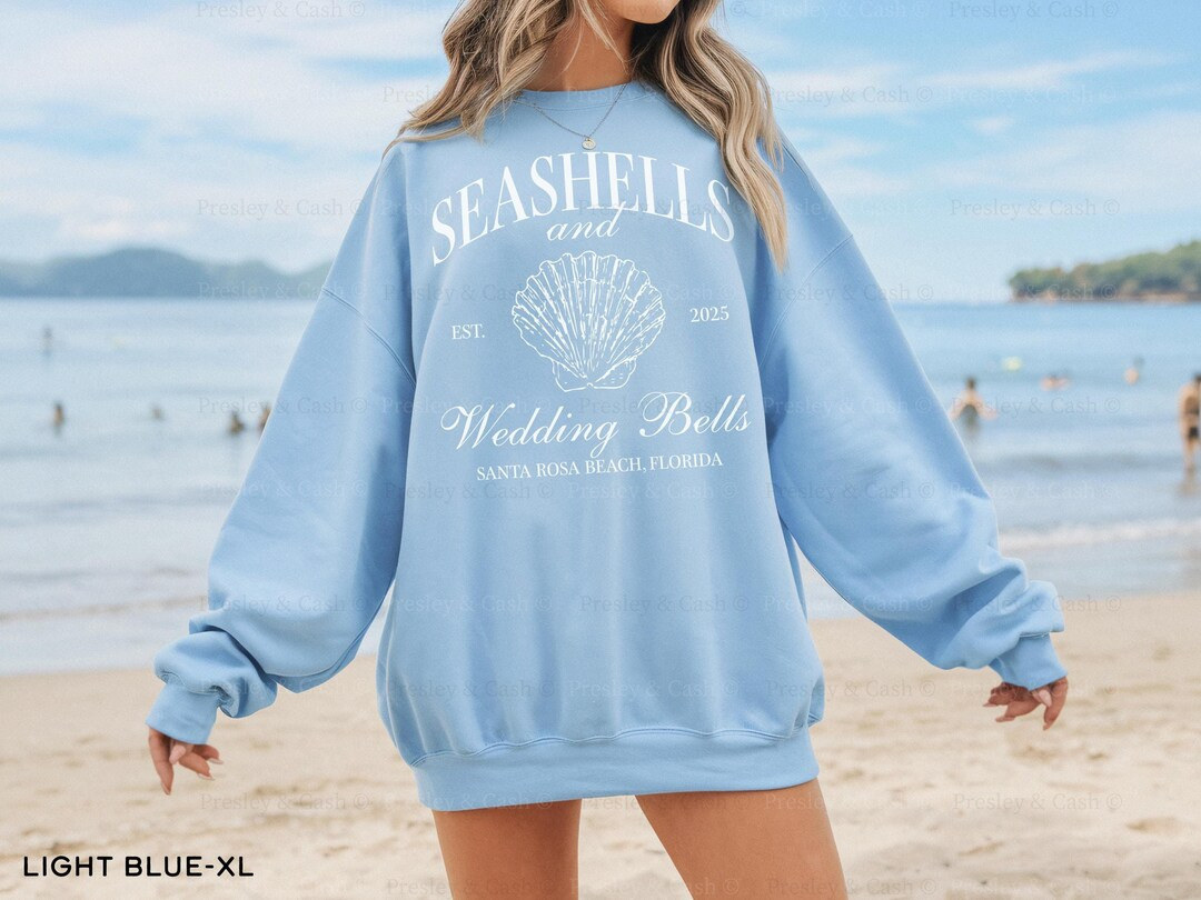 Seashells & Wedding Bells Bachelorette Sweatshirt Custom Beach Sweatshirts Coastal Bach Party Gif... | Etsy (US)