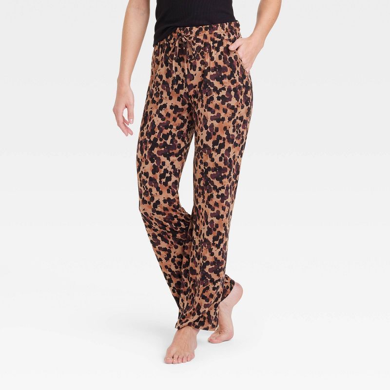 Women's Animal Print Beautifully Soft Pajama Pants - Stars Above™ Brown | Target