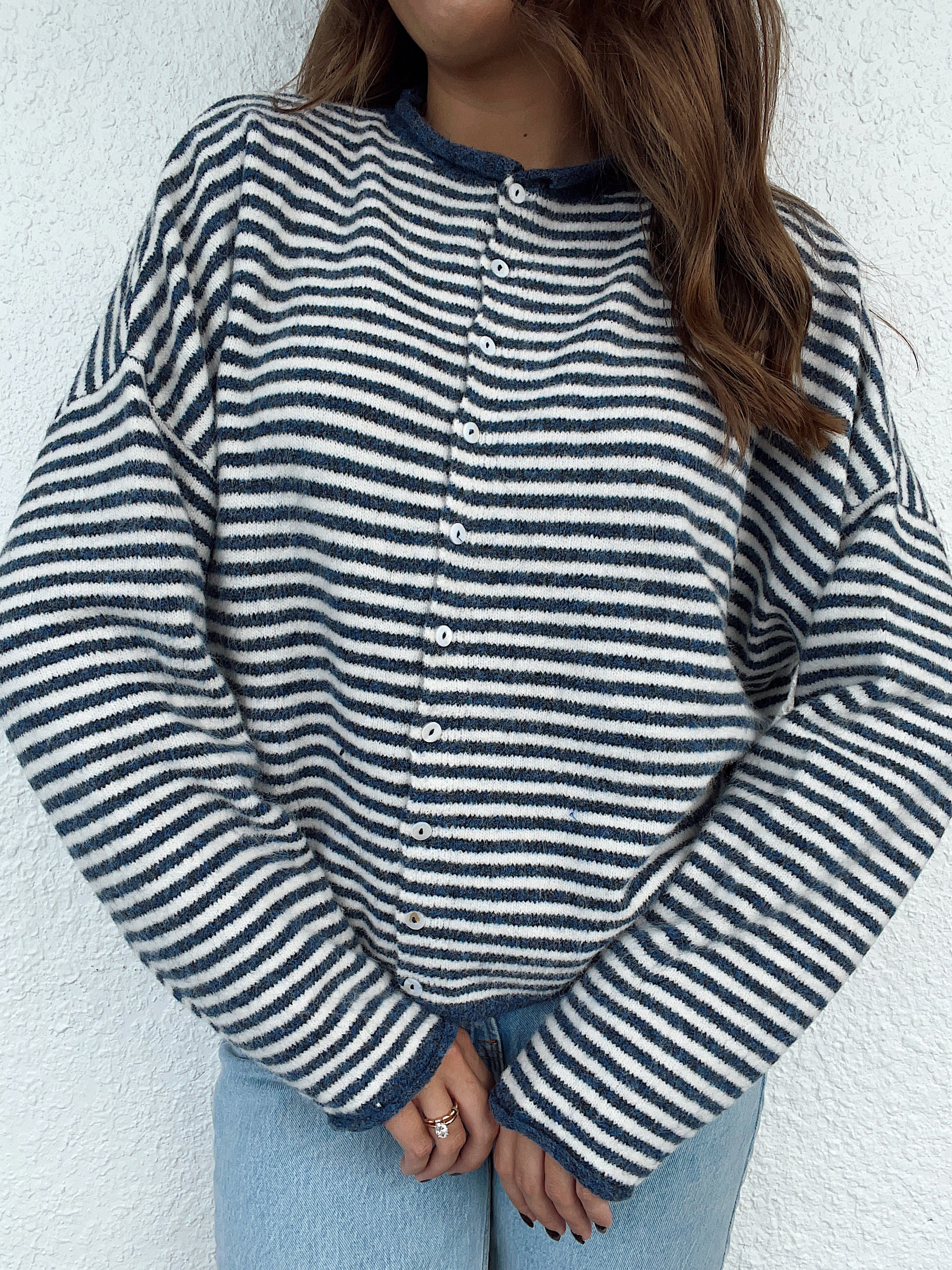 Church Girl Knit - Navy Stripe | Shop Fruitful Co.
