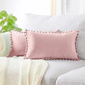 Top Finel Blush Pink Lumbar Pillow Covers 12x20 Set of 2, Decorative Throw Pillow Covers for Couc... | Amazon (US)