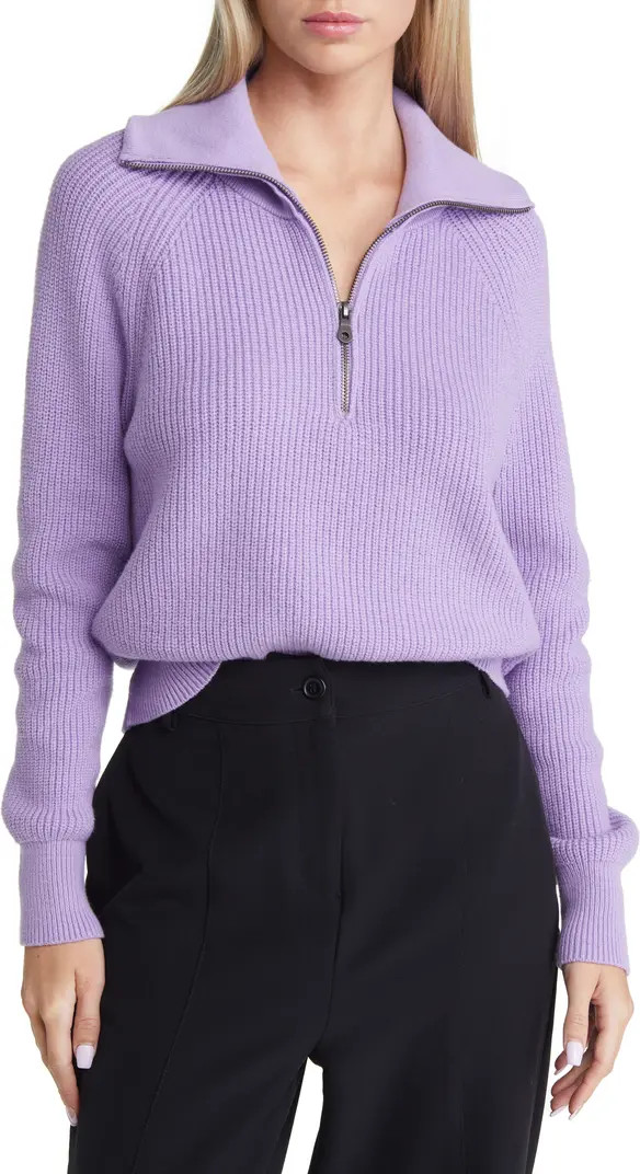Half Zip Cotton Blend Rib Sweater | Nordstrom
