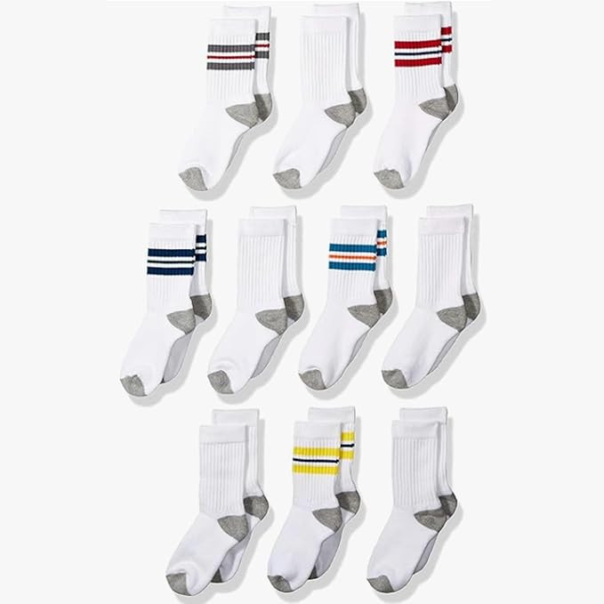 Amazon Essentials Boys and Toddlers' Cushioned Athletic Crew Sports Socks for School Kids | Amazon (US)