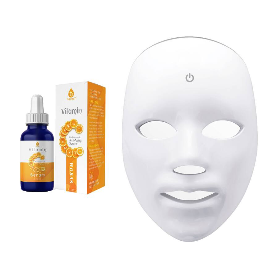 Pursonic - LED Skincare Bundle – 7-in-1 LED Light Therapy Face Mask + Vitamin C Serum (3 oz) - ... | Best Buy U.S.