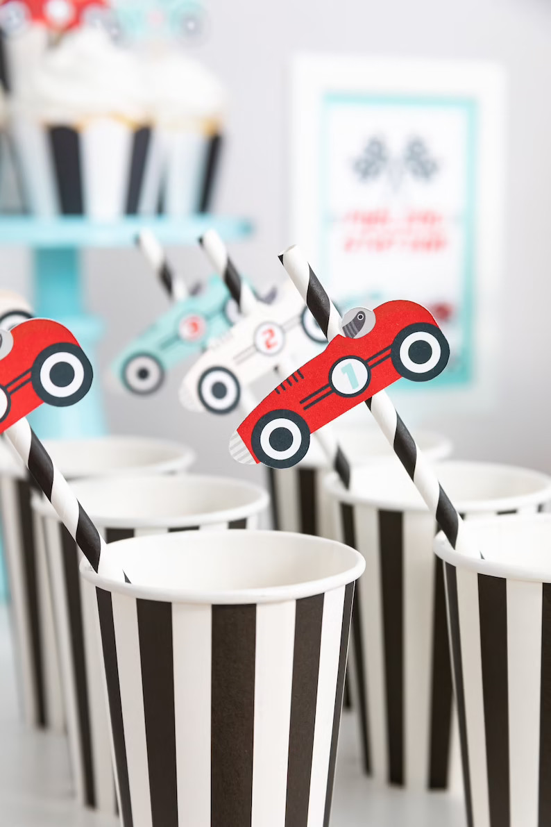 Vintage Race Car Paper Straws, Two Fast Birthday Party, Fast One Birthday Party,Car Party Paper S... | Etsy (UK)
