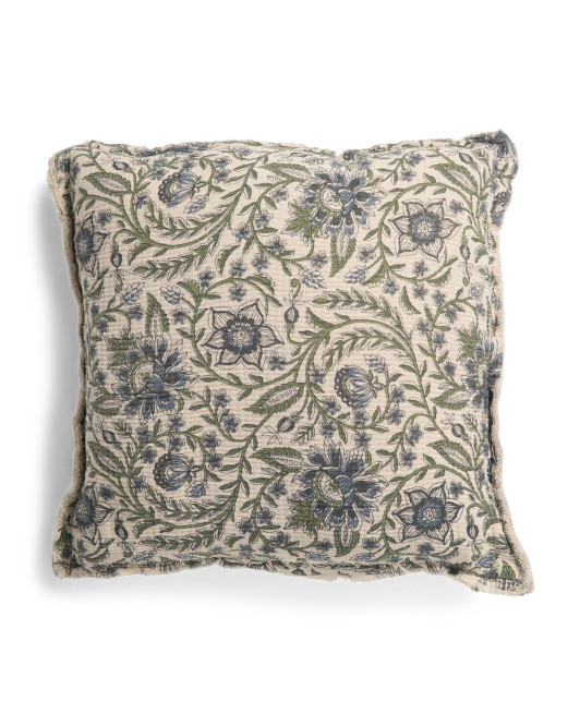 22x22 Rib Print Leaf Floral Reversible Pillow | TJ Maxx