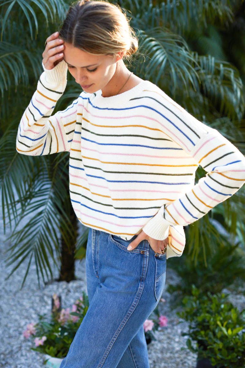 Carolyn Sweater - Rainbow Stripe Organic | Emerson Fry