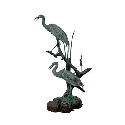 Bronze Two Cranes on Branch Fountain Sculpture | Wayfair North America