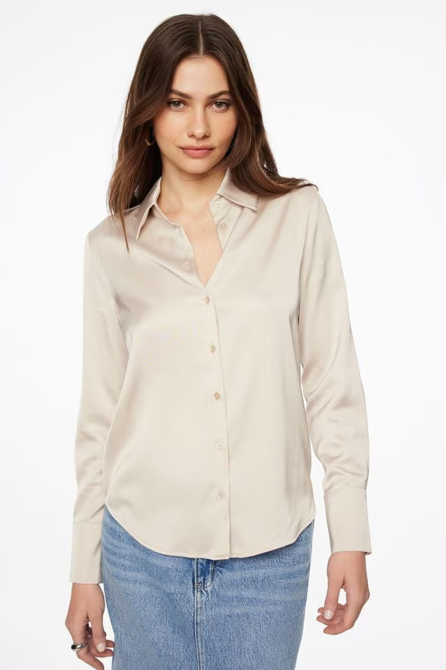 Matisse Slim Satin Button Up Shirt | Dynamite Clothing