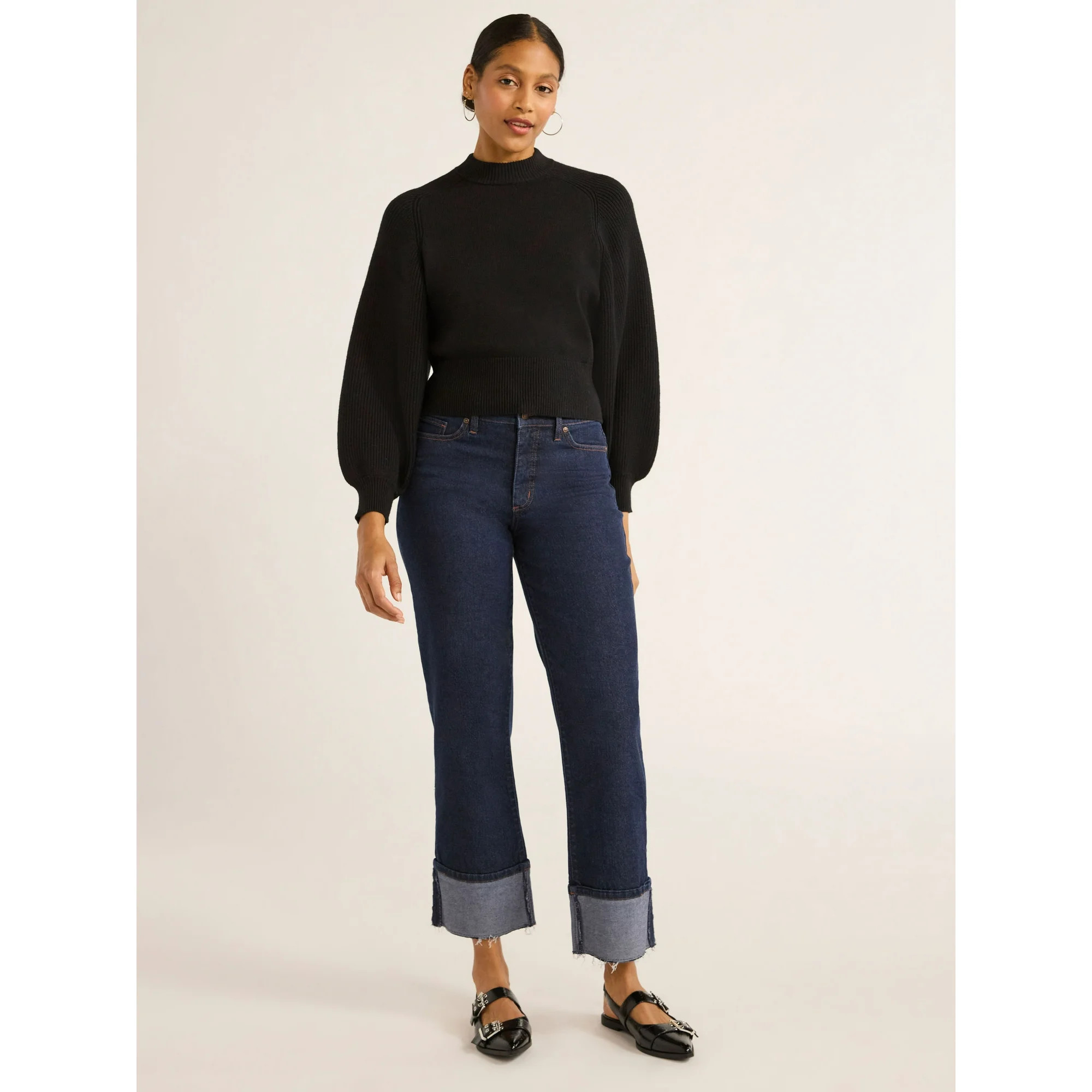 Scoop Women's Saddle Shoulder Sweater, Midweight, Sizes XS-XXL | Walmart (US)