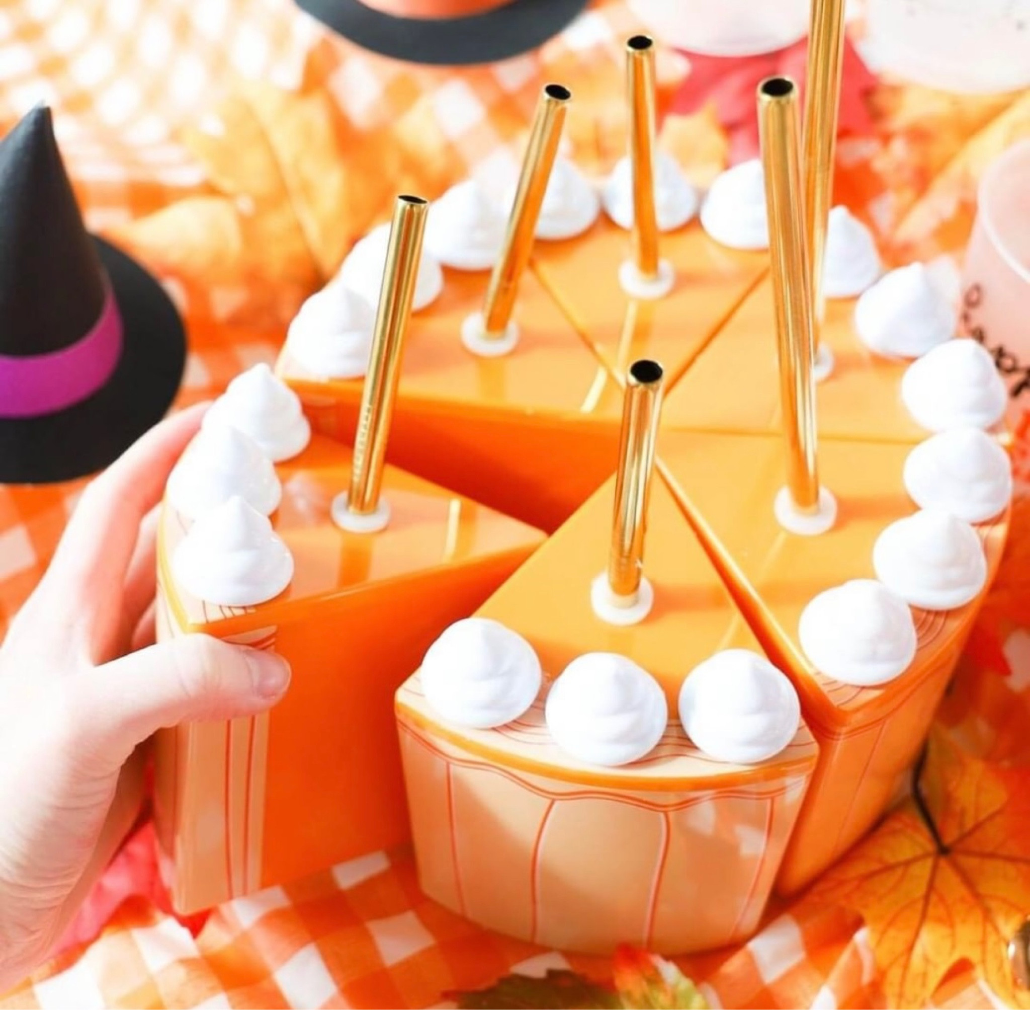 Pumpkin Pie sippers with straws!! Perfect for 🍂 FRIENDSGIVING 🍂- this is a set of 6 pumpkin pie cups for $46 

#LTKSeasonal #LTKHalloween