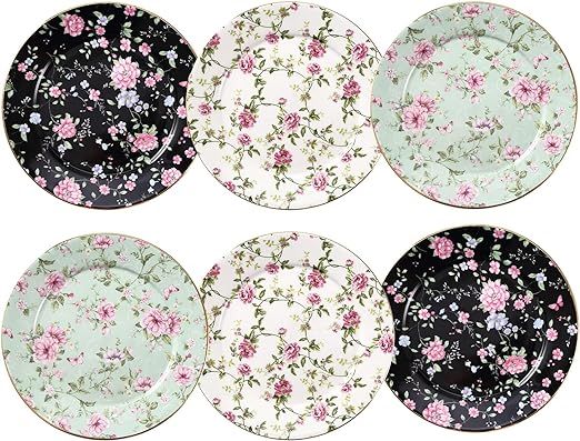Loymokinar 8” Porcelain Appetizer Plates with, Ceramic Round Dessert Serving Plate for Bread,De... | Amazon (US)