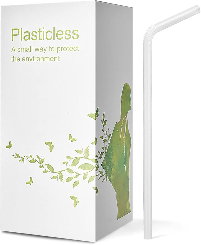 200 Count 100% Plant-Based Compostable Straws - Plasticless Biodegradable Flexible Drinking Straw... | Amazon (US)