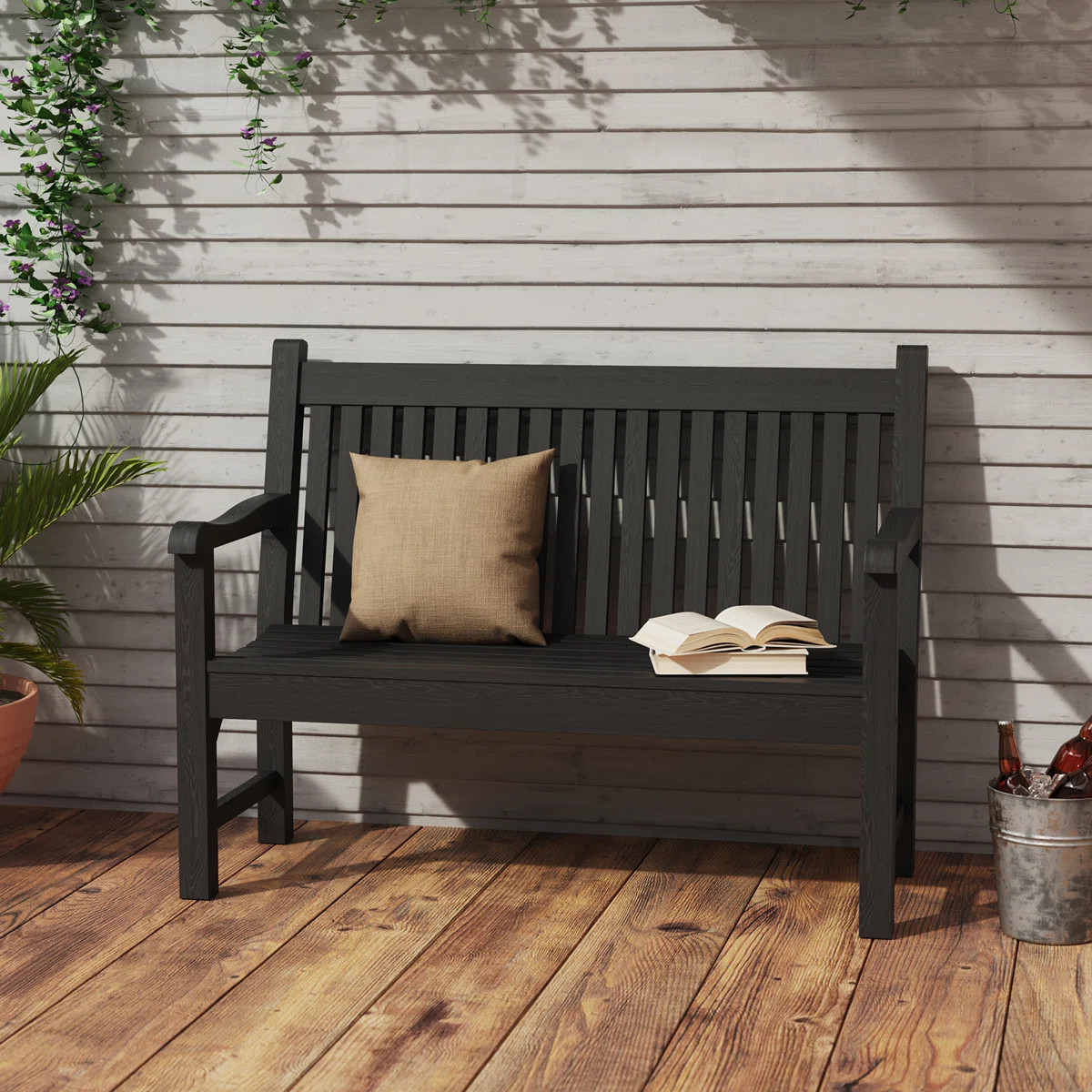 All-Weather Outdoor Bench – Weatherproof  Poly Lumber Garden Seating for Balcony Porch & Park, ... | Wayfair North America