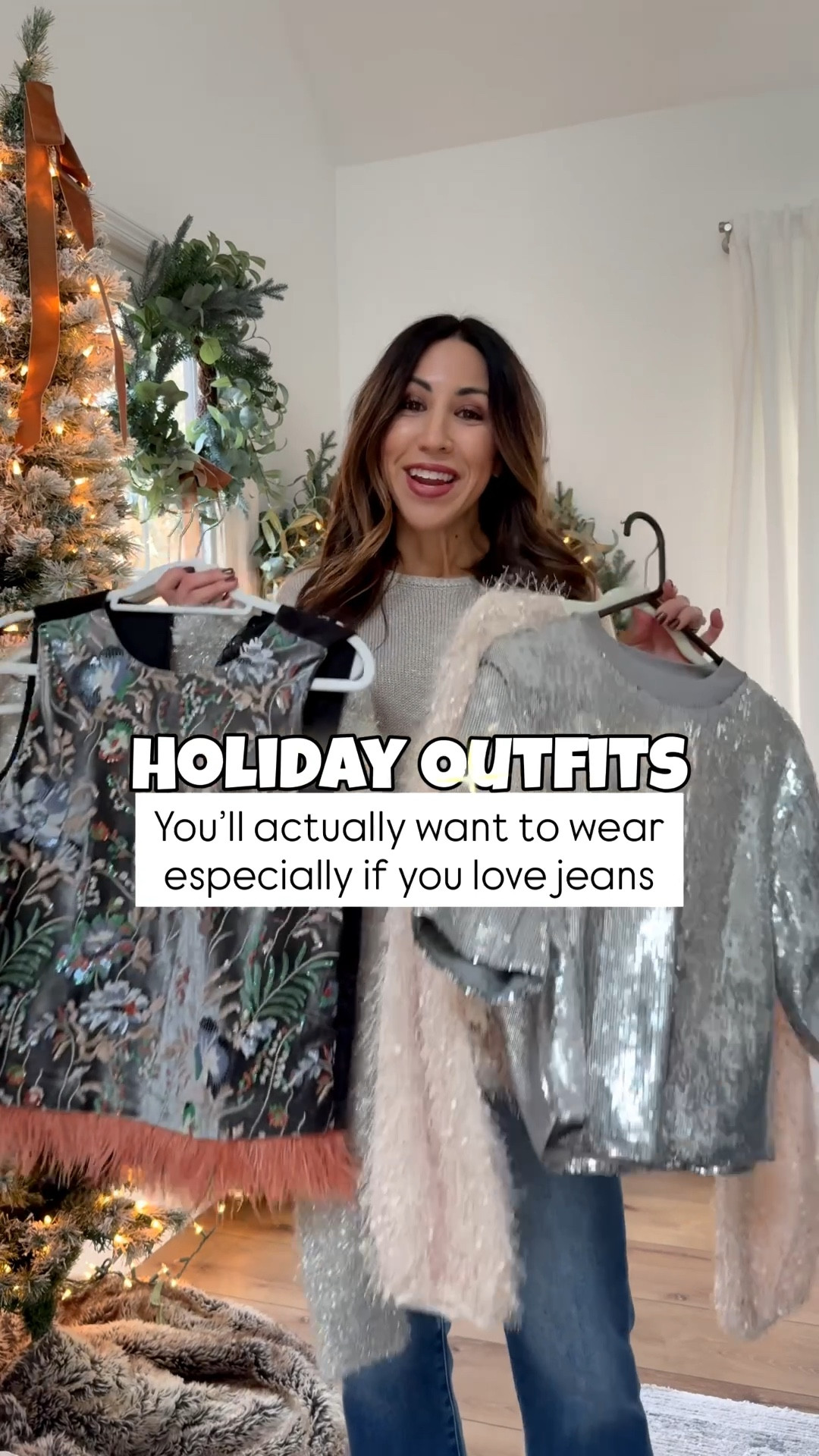 Code: CYBER25 at Social Threads. The holiday collection part 2 just dropped @socialthreads! Festive tops paired with jeans - these are my kind of holiday outfits. Pieces from part 1 sold out in less than 24 hours and I predict these will sell just as quickly! 

Jeans 25. Small holiday tops. Small sweaters. Shoes TTS. Sneakers size down. 
Jewelry code : THANKS or HOUSEOFLEO30. 

Holiday outfits, Christmas outfits. Sequin top. Holiday sweaters.

#LTKHoliday #LTKOver40 #LTKFindsUnder100