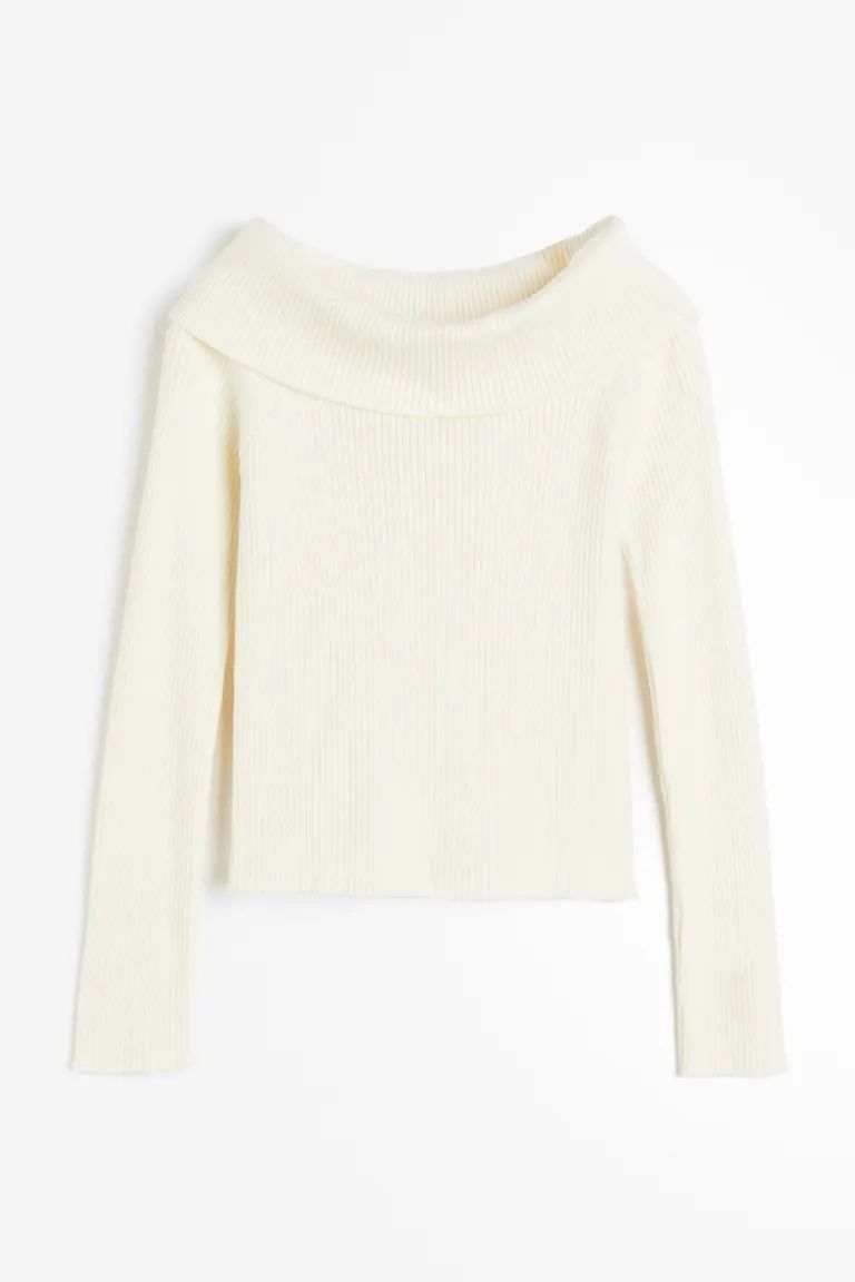 Rib-knit off-the-shoulder top | H&M (UK, MY, IN, SG, PH, TW, HK)