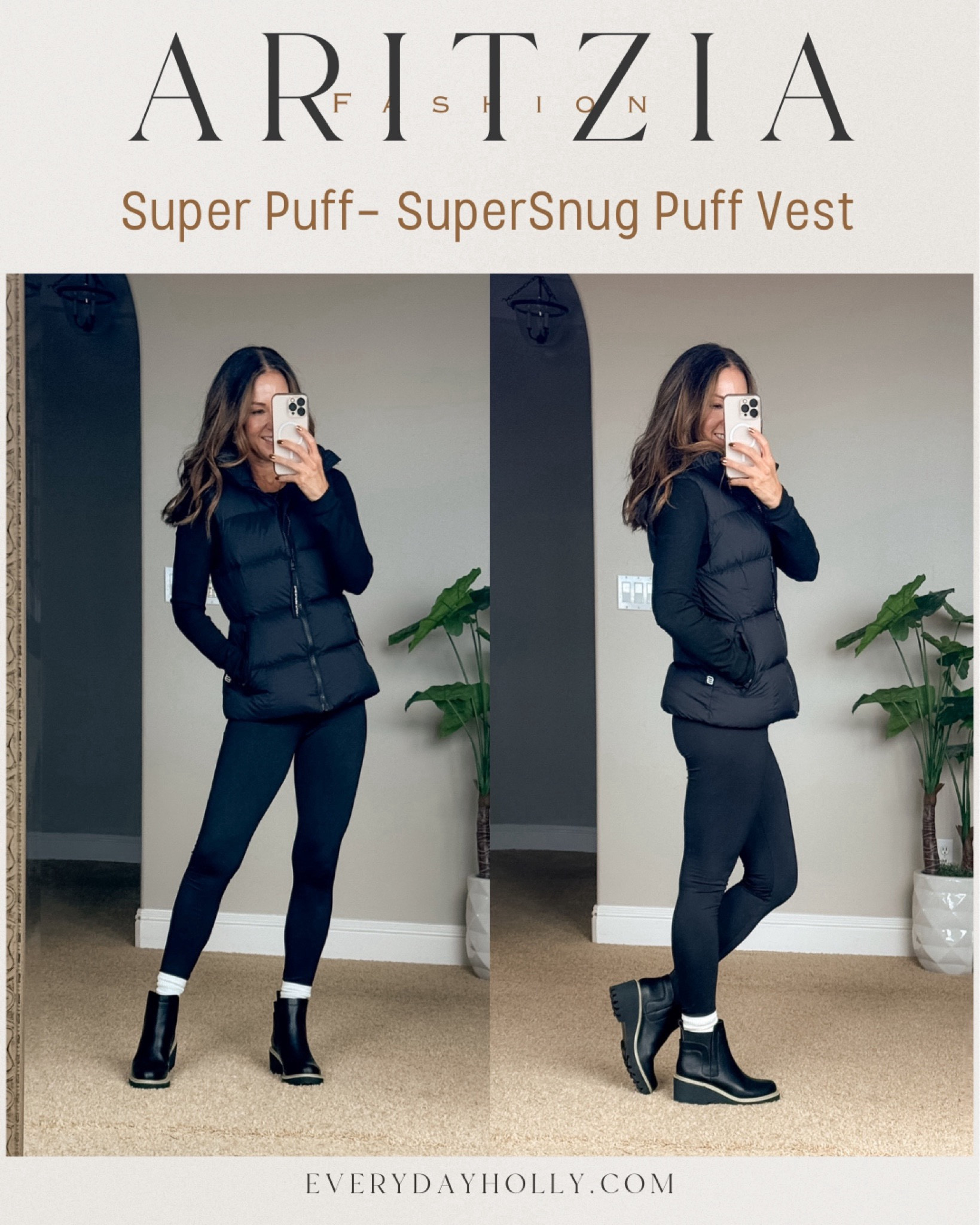 The @Aritzia Super Puff SuperSnug Puff is truly amazing! It’s an investment piece that you will LOVE to add to your fall & winter wardrobe! 

For reference: I’m 5’1”, 109lbs
Vest an XS in black
Leggings XS black
LS tee small

700+ fill-power premium down
Fabric from an innovative Japanese mill
Water-repellent fabric
Wind-resistant fabric
Machine washable
Down-filled Cozy Collar™ 
Interior smart storage pocket
Cozy brushed pockets
Easy cinch drawcord provides a versatile silhouette while keeping the elements out
Downproof construction

Fall winter vest athleisure warm comfy cozy lightweight down vest  

#LTKTravel #LTKStyleTip #LTKActive