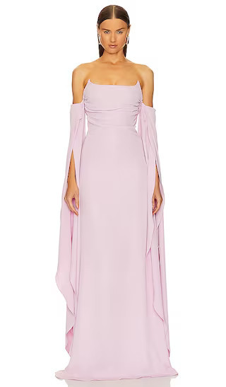 Strapless Drape Sleeve Gown in Light Pink Dress | Pink Maxi Dress Fall Wedding Guest Dress | Revolve Clothing (Global)