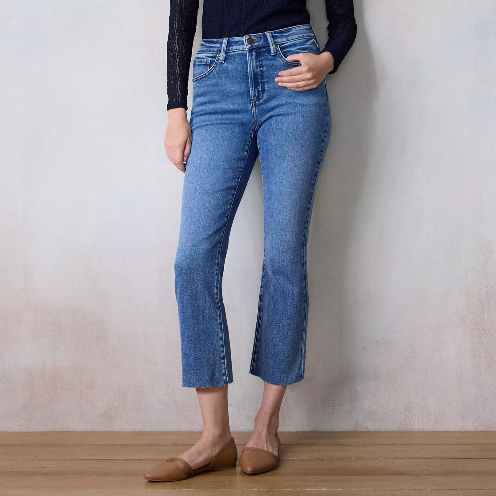 Women's LC Lauren Conrad High Rise Cropped Kickflare Jeans | Kohl's