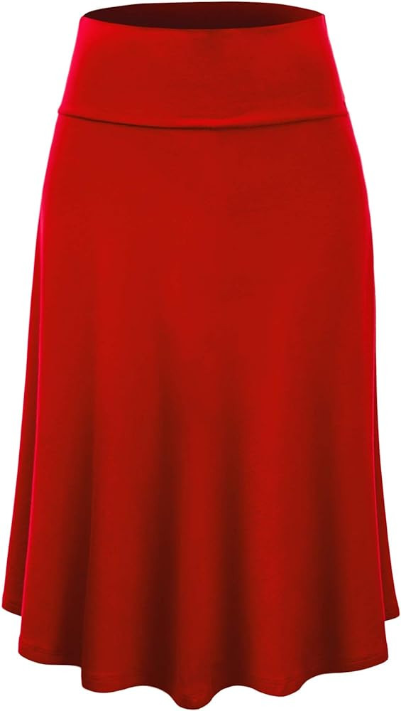 Lock and Love Women's Solid Ombre Lightweight Flare Midi Pull On Closure Skirt S-XXXL Plus Size | Amazon (US)