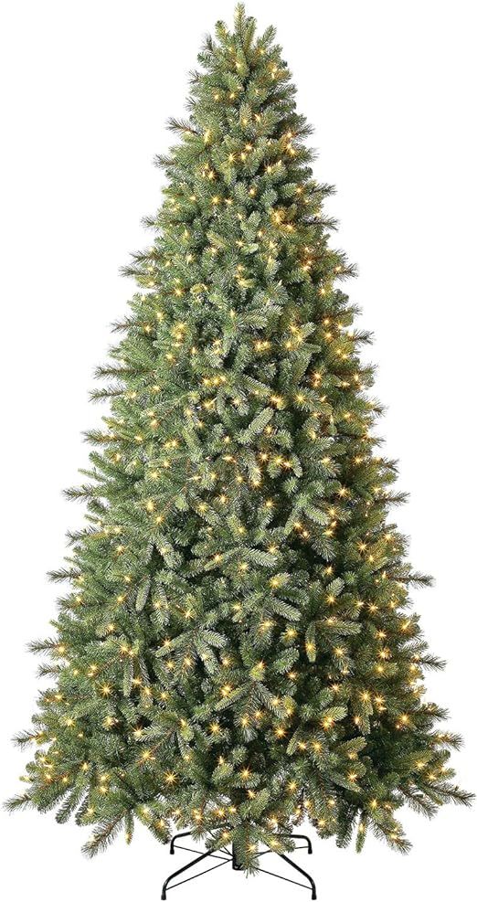 Evergreen Classics 9 ft Pre-Lit Norway Spruce Quick Set Artificial Christmas Tree, Warm White LED... | Amazon (US)