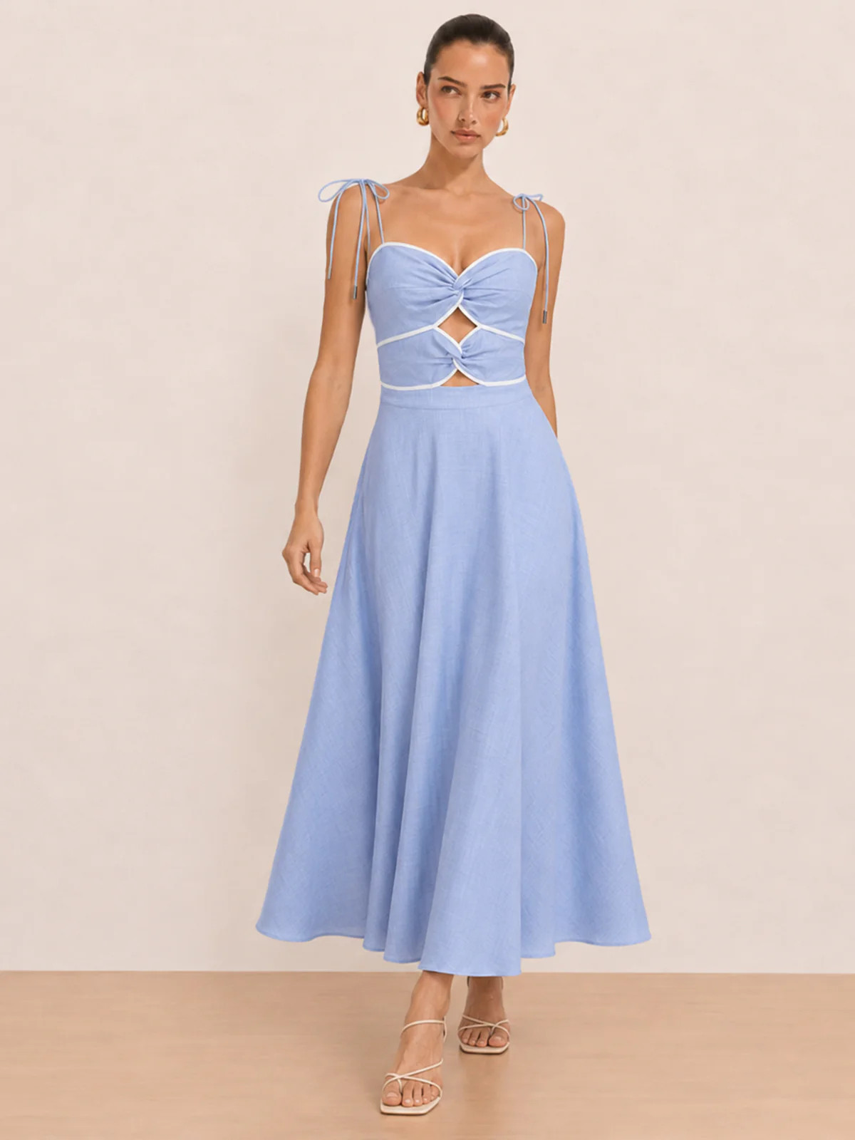Cutout Tie Strap Maxi Dress | Commense