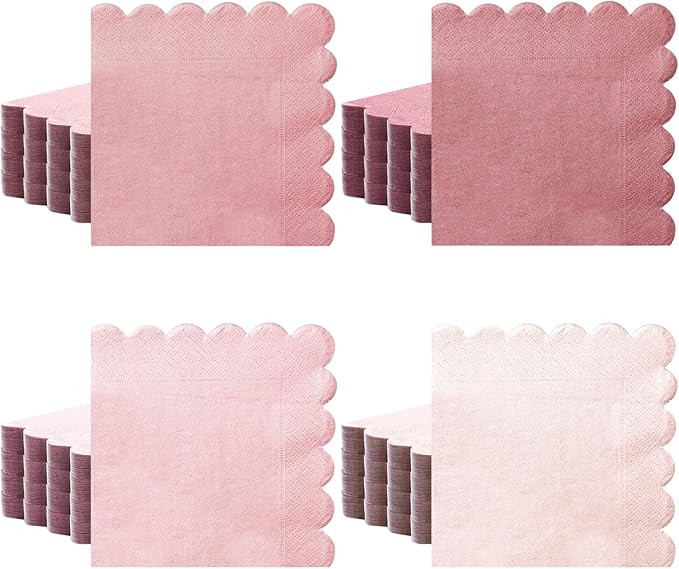 Zhanmai 100 Pack Cocktail Napkins 5 x 5 Inch Scalloped Napkins Beverage Napkins Gradient Color Pa... | Amazon (US)