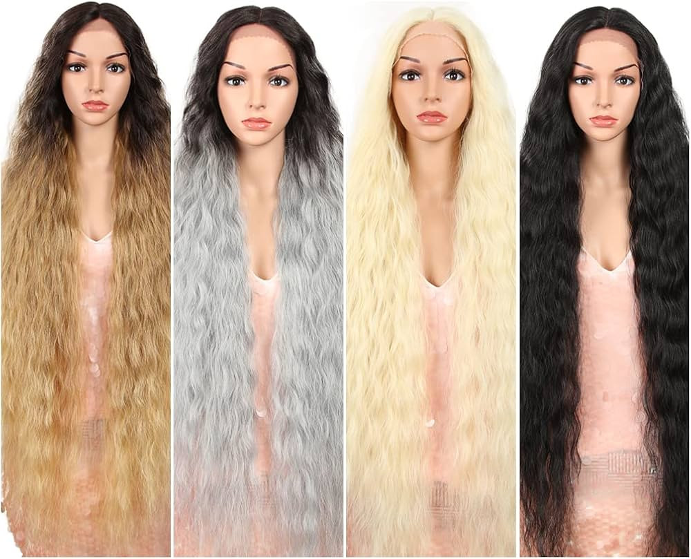 Style Icon 41” Lace Front Wigs Long Wavy Synthetic Wigs with Baby Hair Half Hand Tied 130% Dens... | Amazon (US)